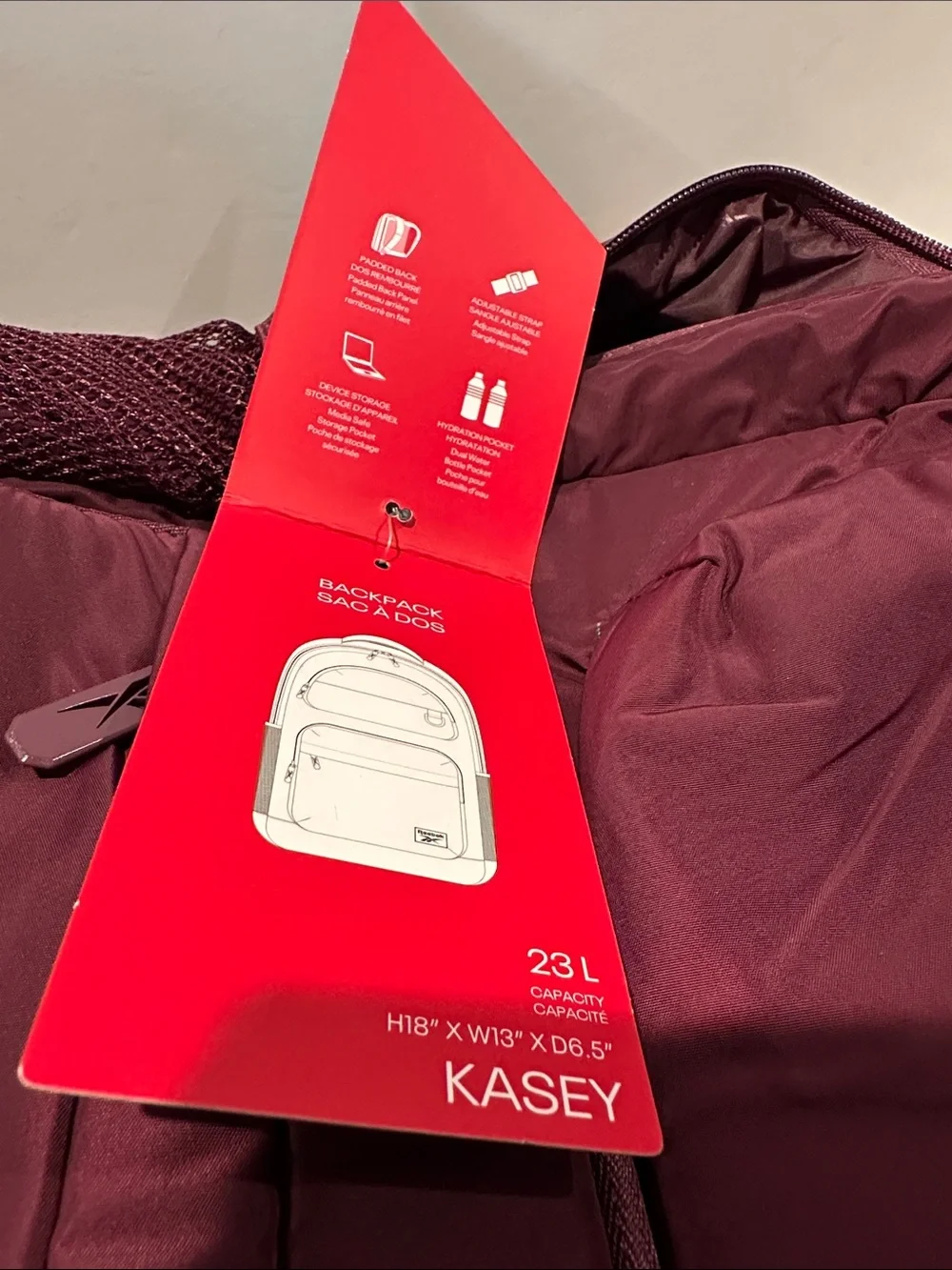 NWT Teebok Kasey Grape Wine Ex-Large Laptop Backpack W/Multiple outside pockets.